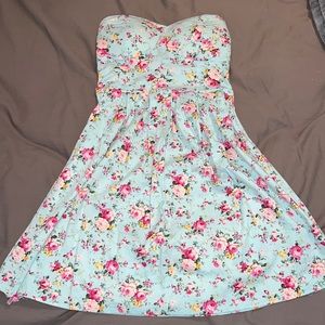 Strapless Floral Mini Dress